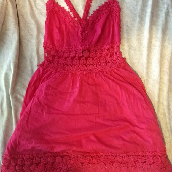 Pink Sweetheart Neckline Crochet trim Dress - Picture 3 of 3